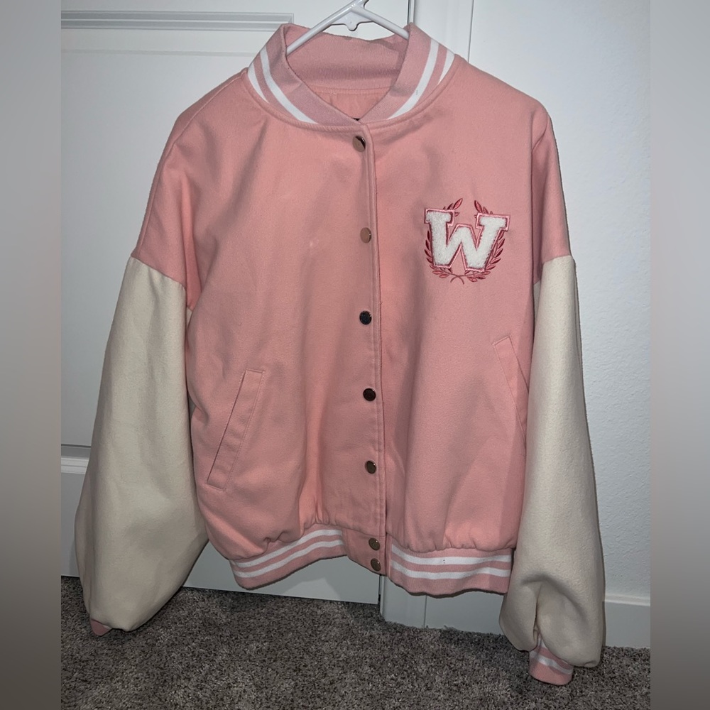 Boohoo Pink Varsity Jacket